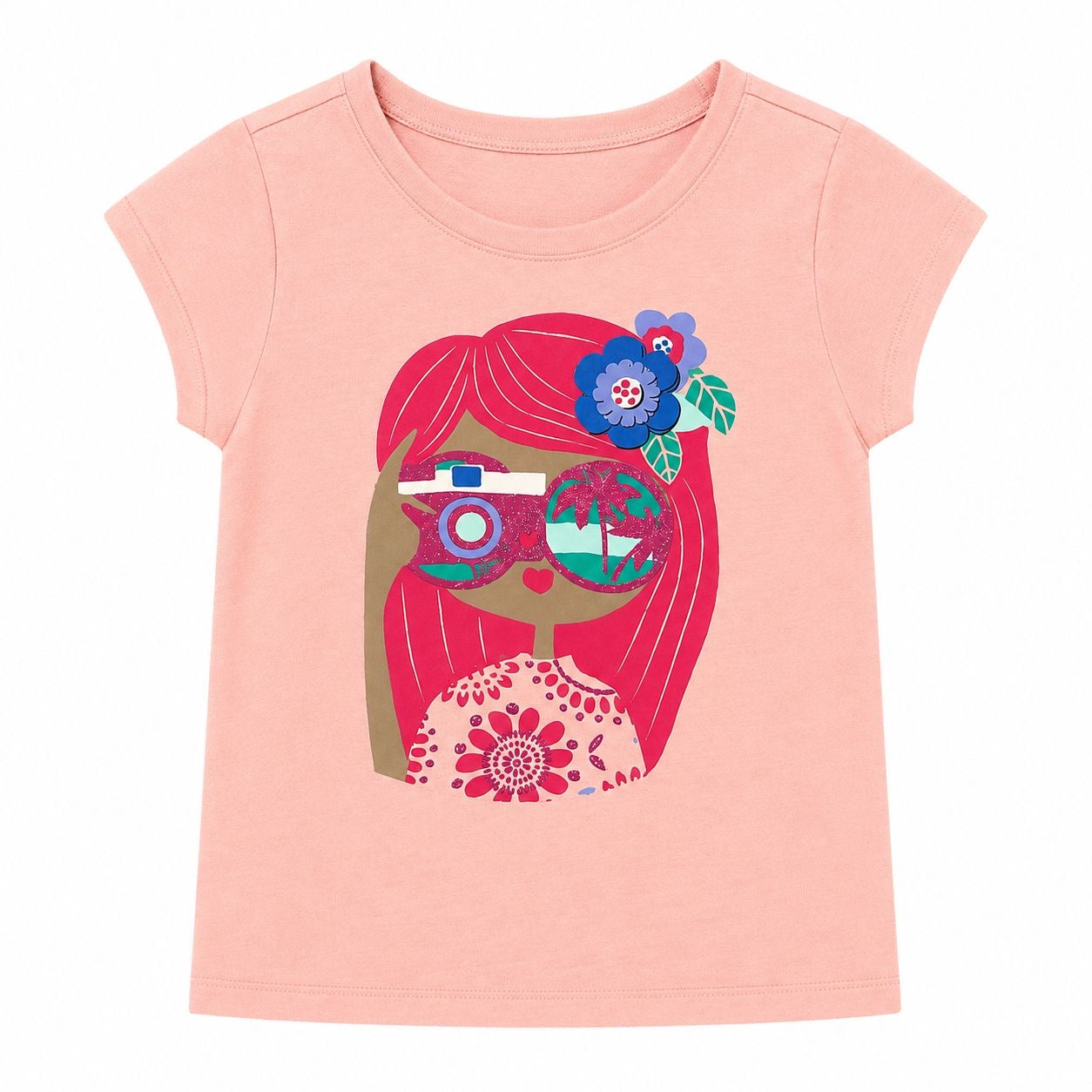 TOUGHSKINS-Pink short-sleeved t-shirt for girls