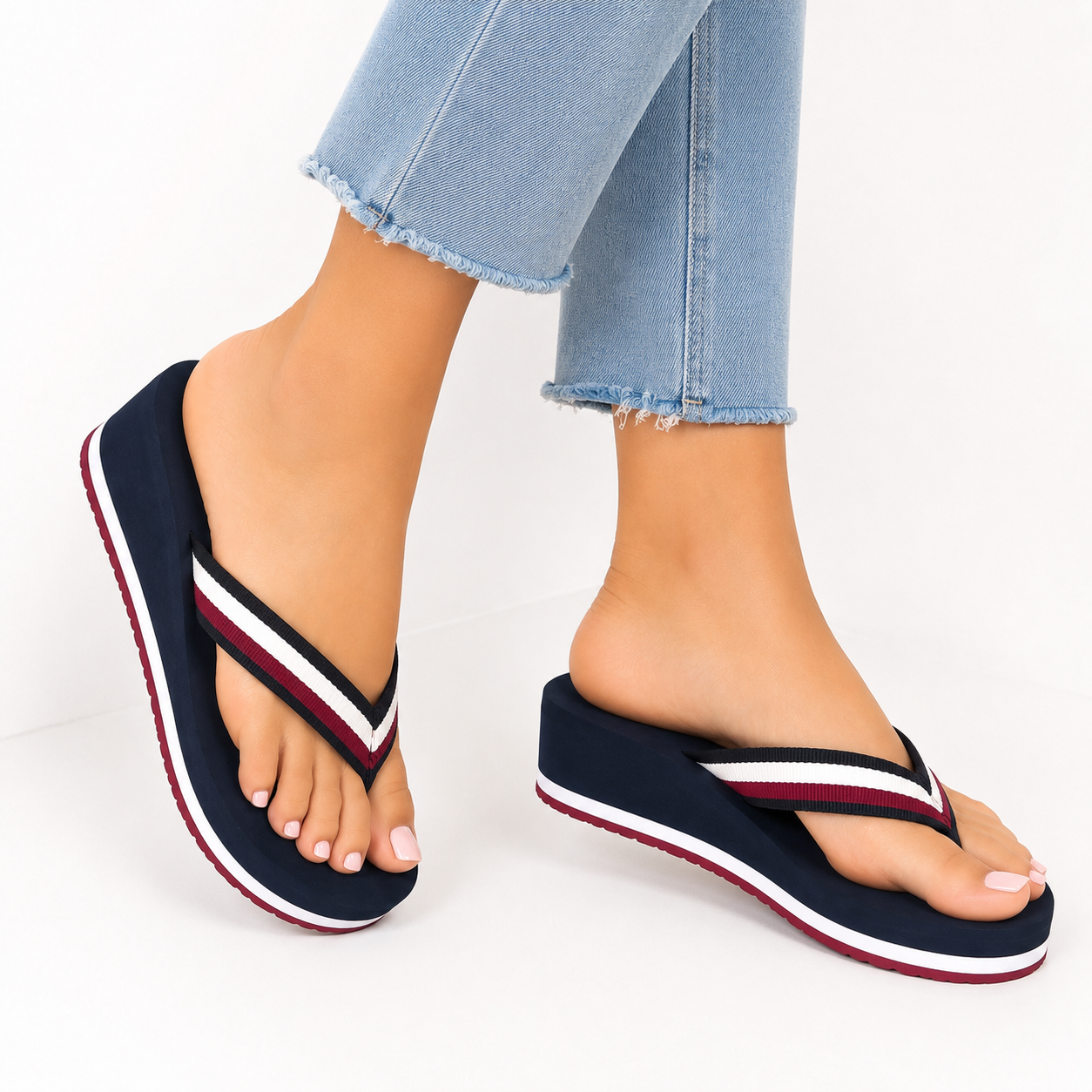 Tommy Hilfiger Navy Blue Platform Sandals for Women