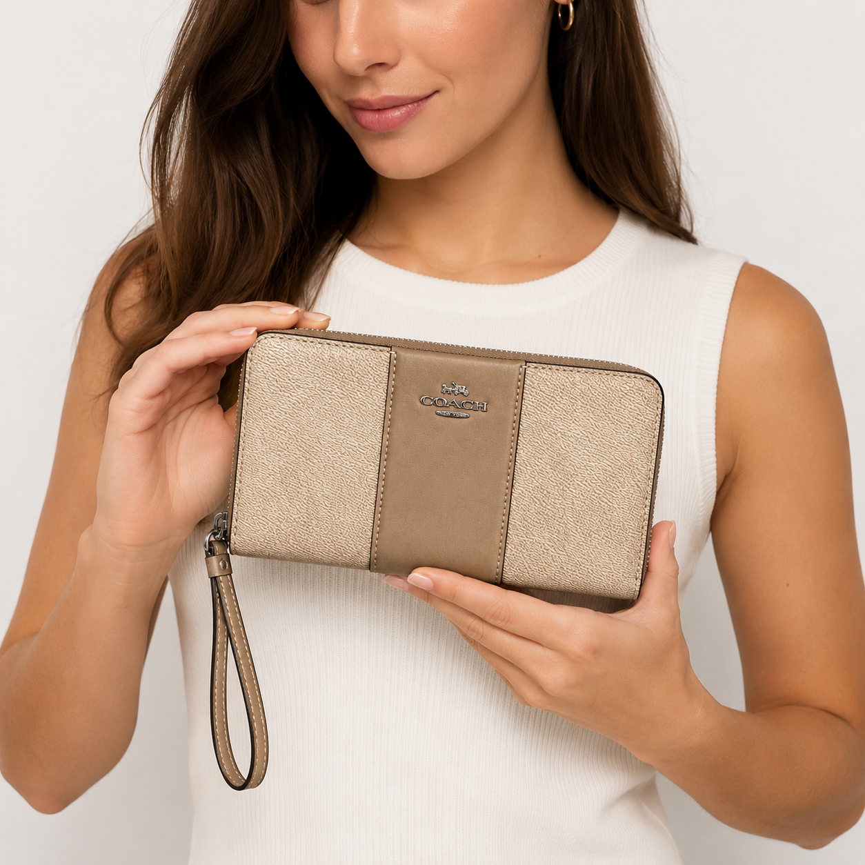 Coach Long Zip Around Wallet in Signature Canvas