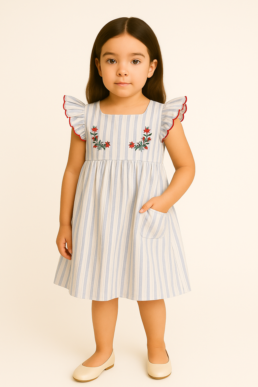 Daisy Fuentes Girls Blue With Embroidery Blouse
