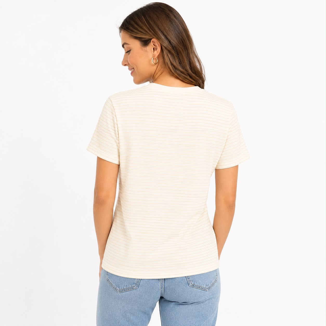 Nautica Cream striped Nautica t-shirt has a nautical graphic
