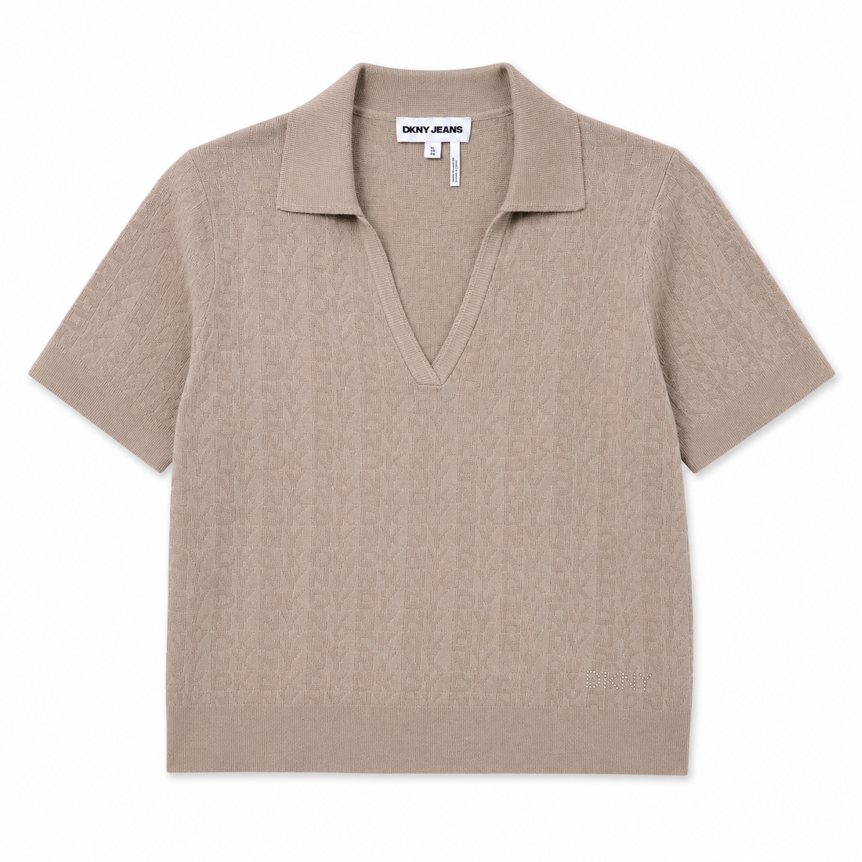 DKNY JEANS Polo sweater in beige with a jacquard design