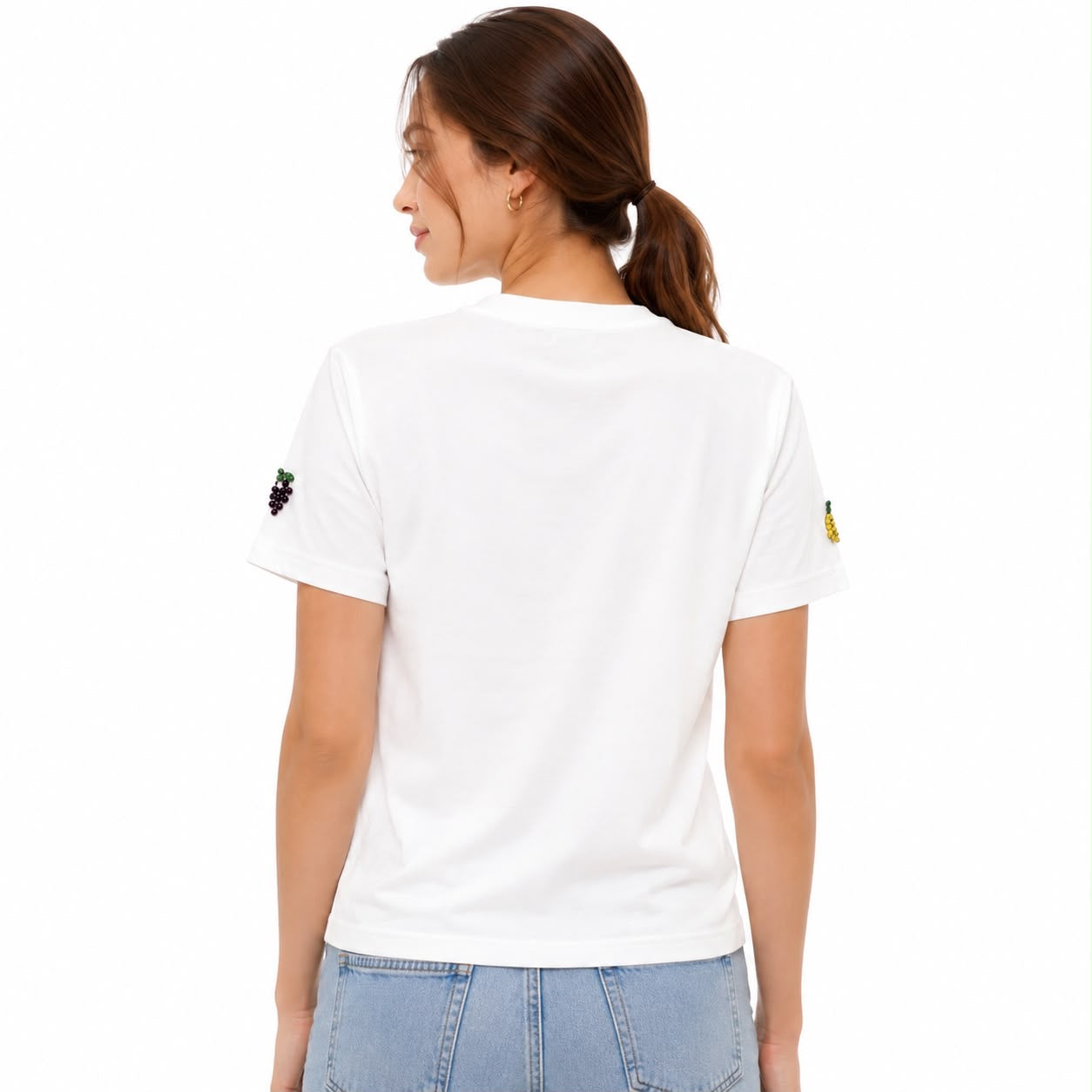 Oh 12th white t-shirt stands out for its colorful fruit appliques
