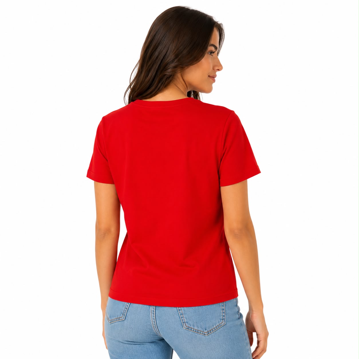 Calvin Klein red t-shirt features a patch pocket with tonal sequins