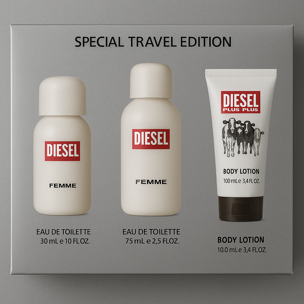 Diesel Plus Plus Feminine Eau de Toilette 75ml Spray + 100ml B/L + 30ml EDT Spray Set