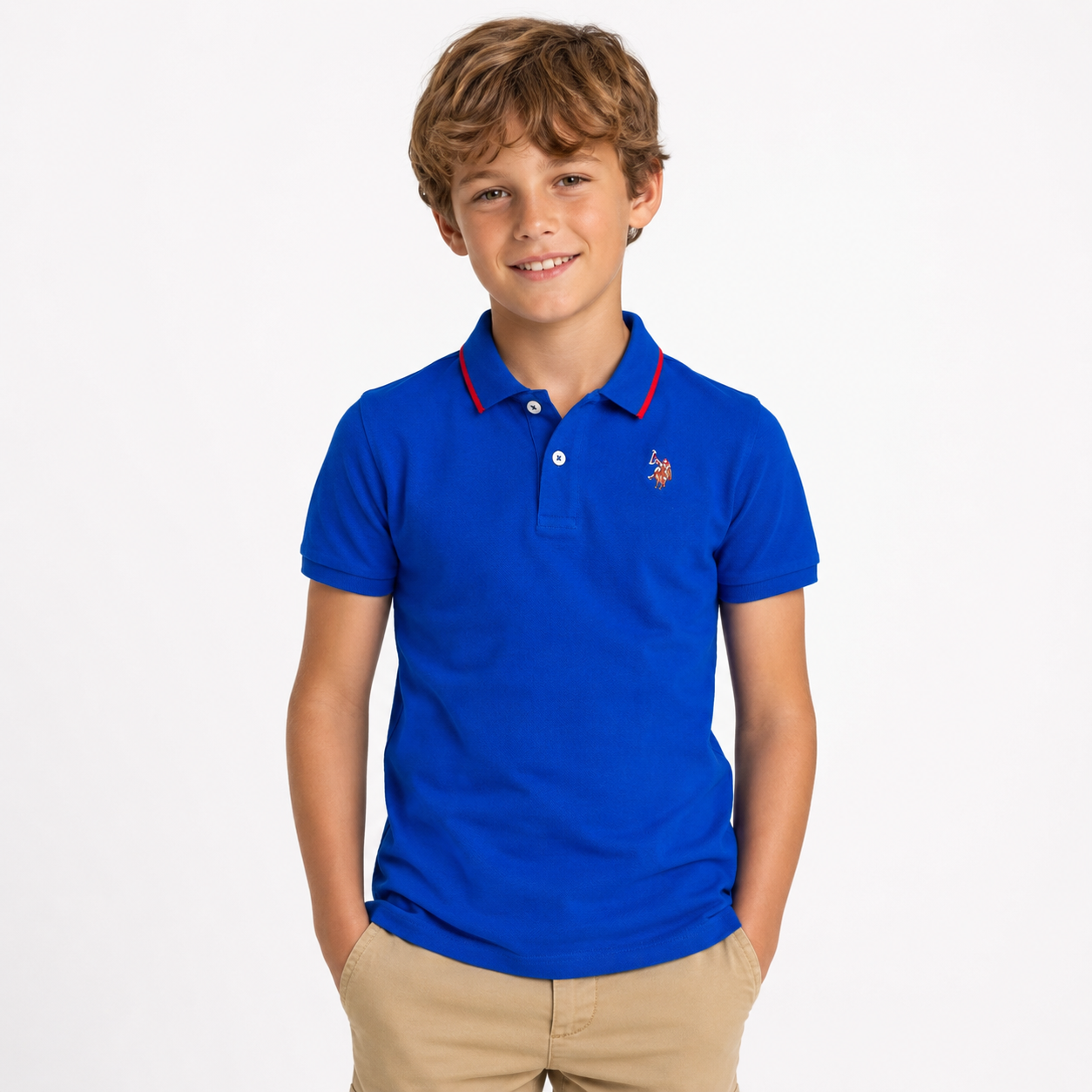 U.S. Polo Assn. blue pique polo shirt