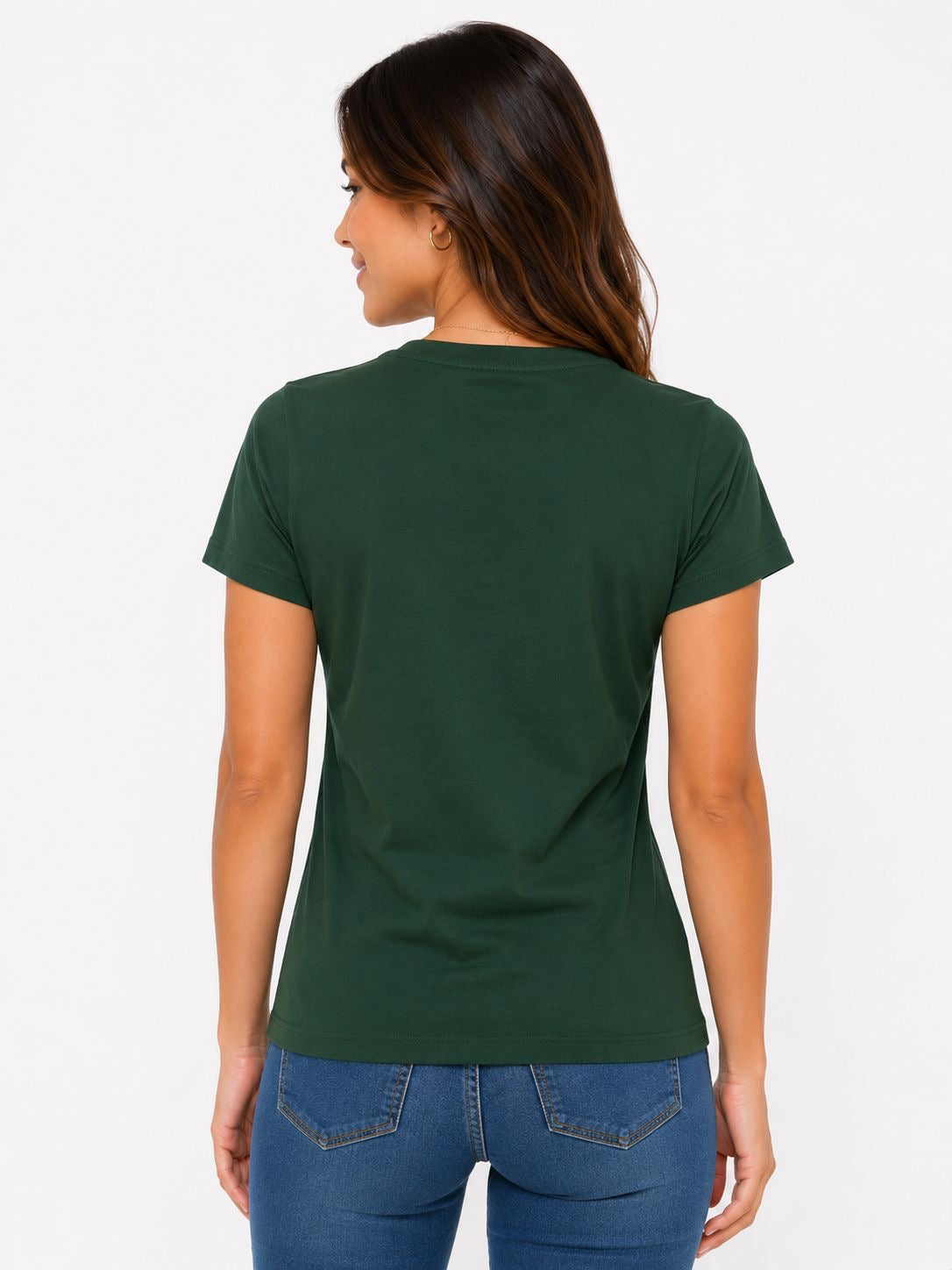 Michael Kors green t-shirt for women with the brand logo dotted in gold tone.