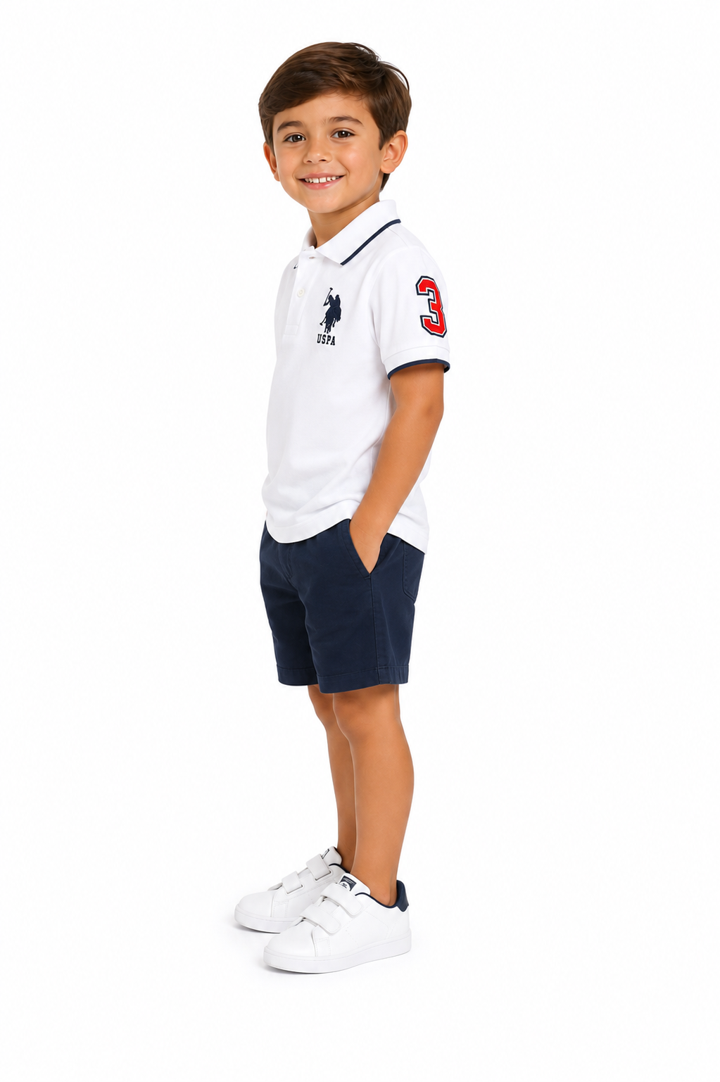 US Polo Assn Boys Multicolor Logo Solid Pique Polo Shirt