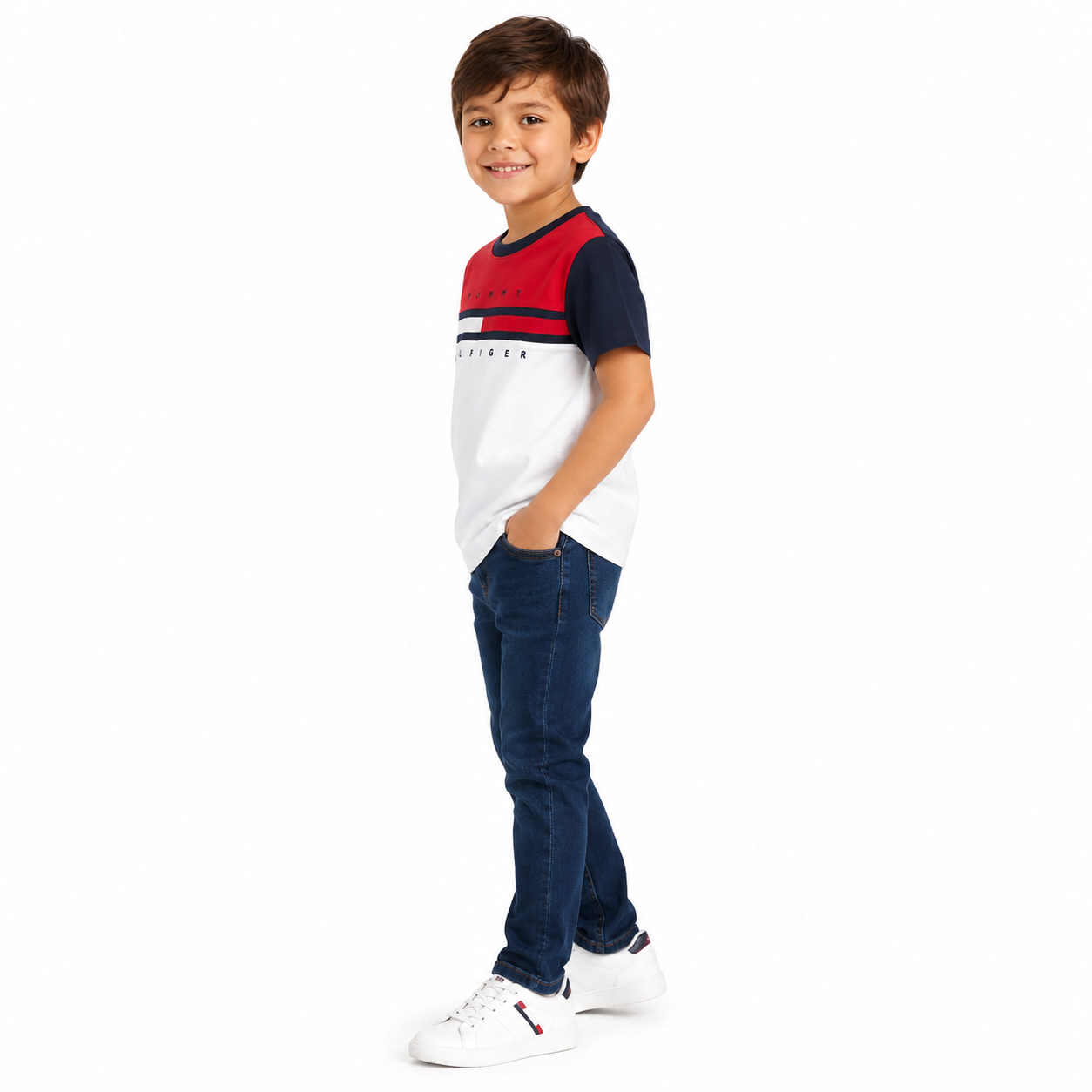 Tommy Hilfiger-Kids' Colorblock Flag Stripe T-Shirt