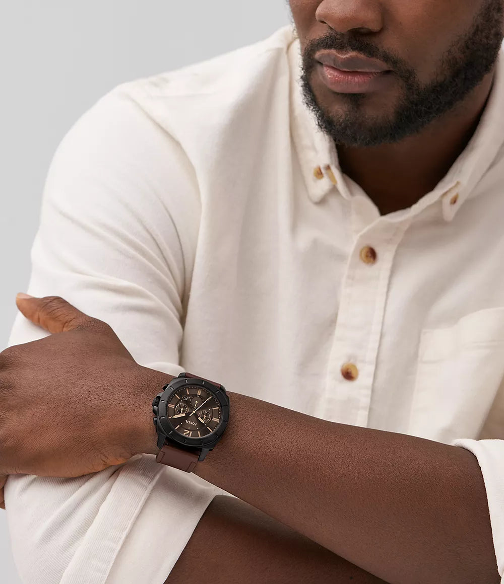 Fossil Privateer Chronograph Dark Brown Leather Watch