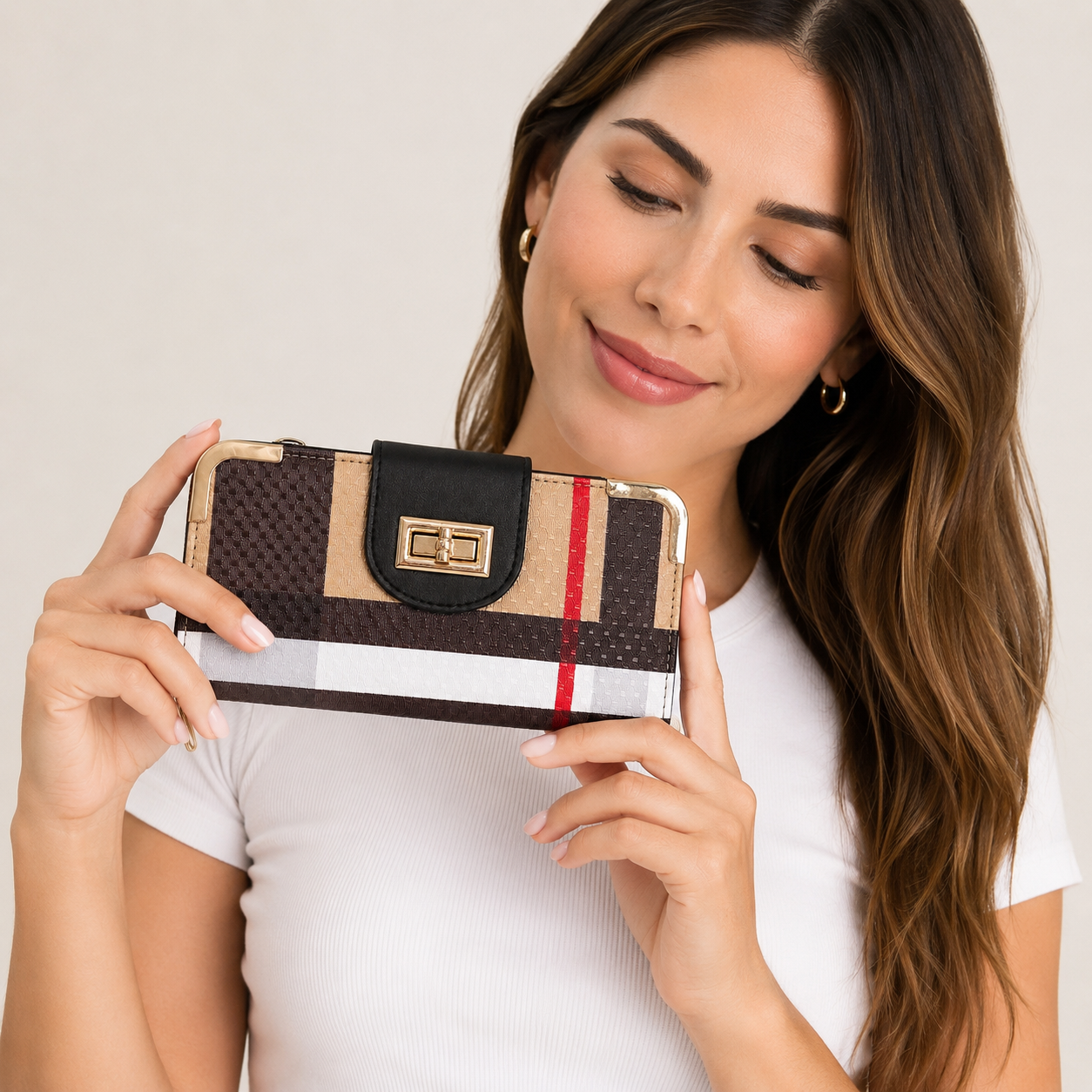 British Tartan Check Continental Wallet