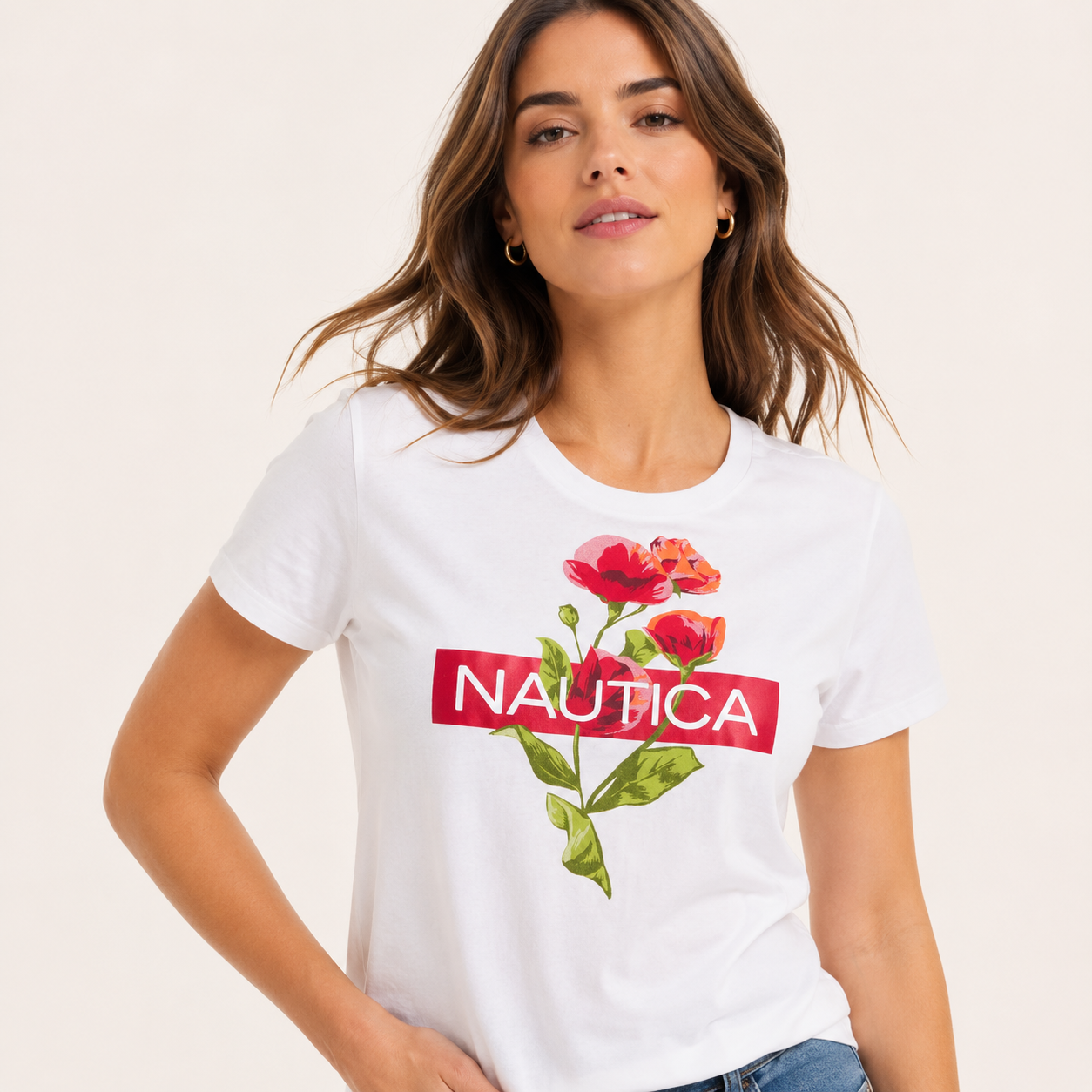 Nautica Floral Logo Graphic T-Shirt