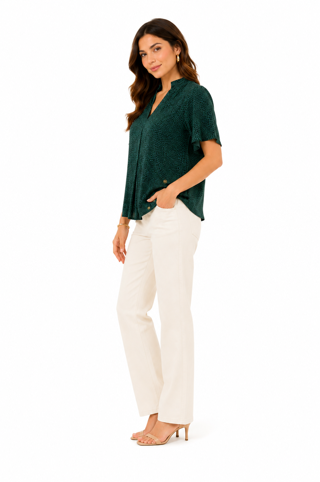 Michael Kors Summer Women Notch V Neck Blouse