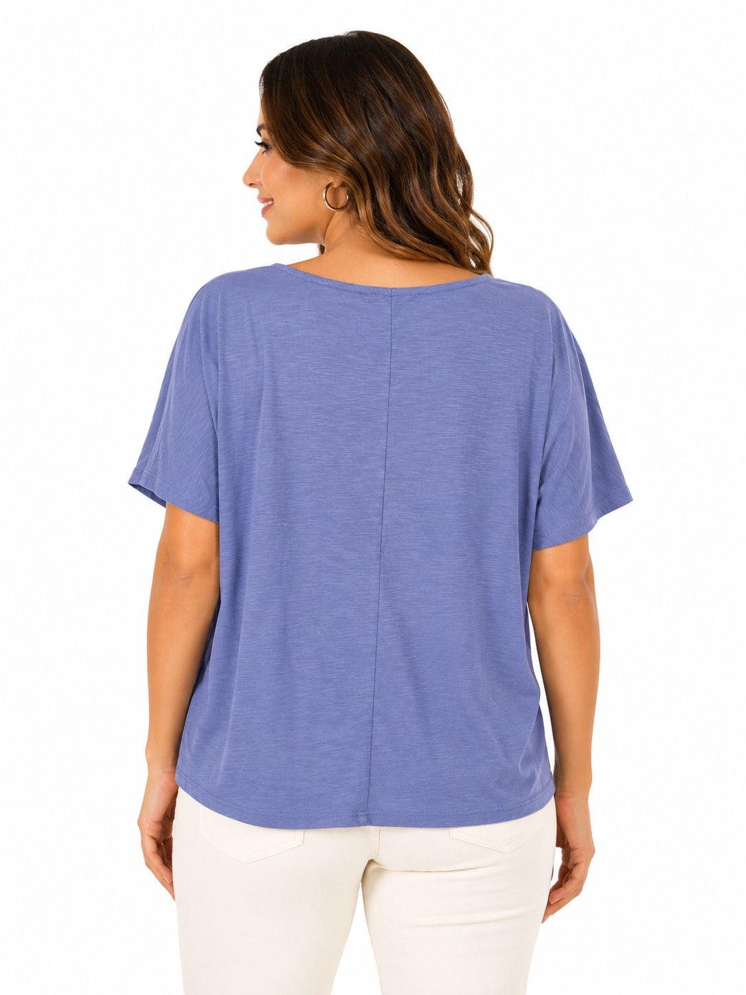 GREEN ENVELOPE-Short-sleeved blouse with draped collar (or overturned)