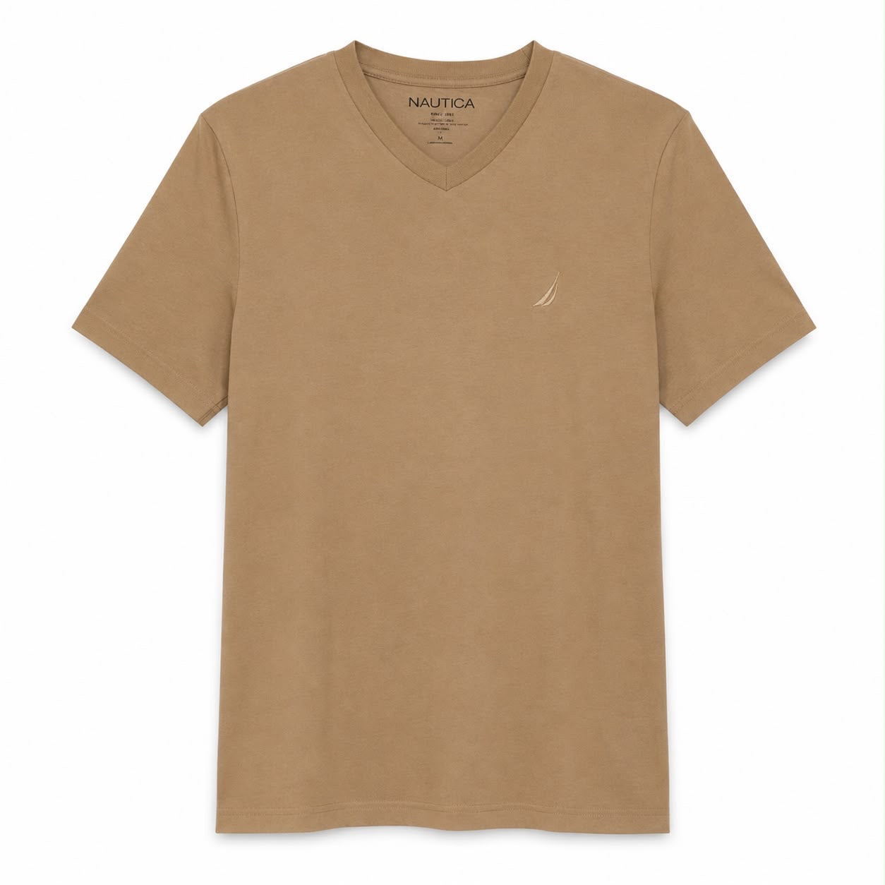 NAUTICA-Brown cotton V-neck t-shirt