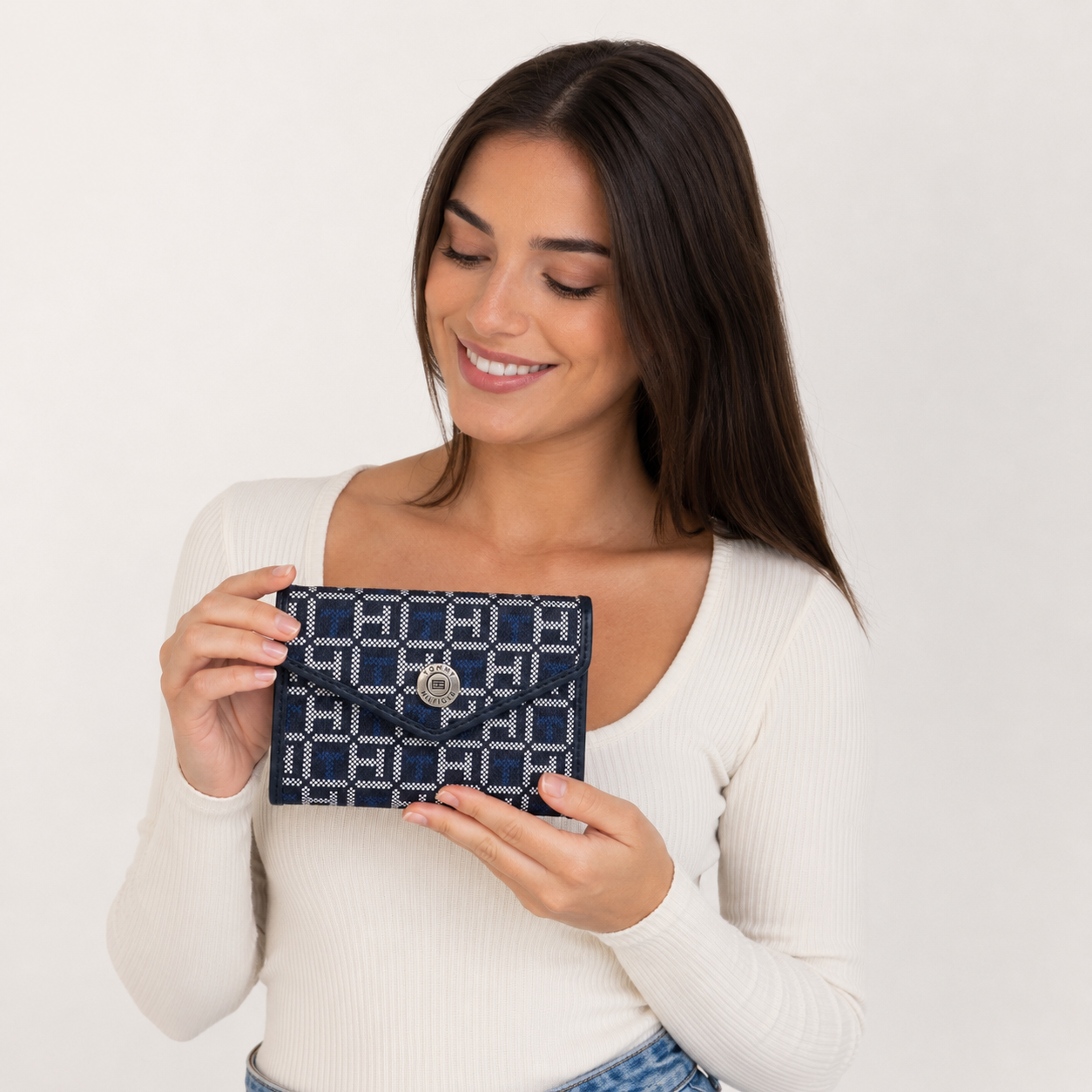 Tommy Hilfiger monogram jacquard envelope wallet