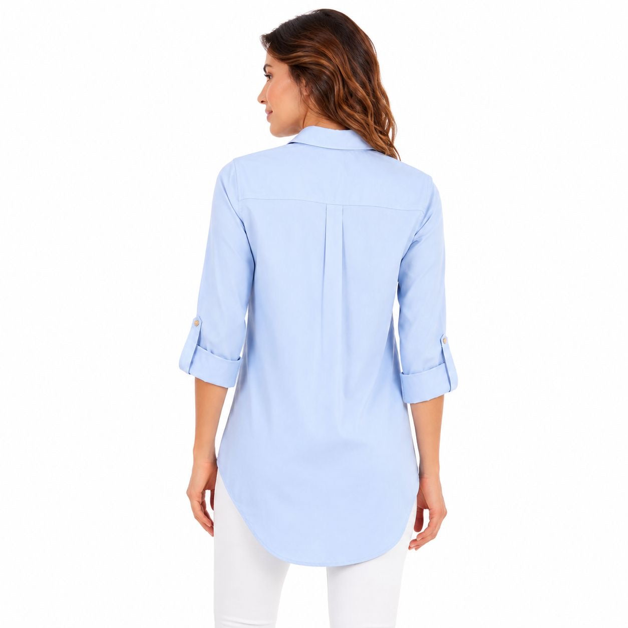Us Polo Assn Light blue blouse brand stands out for its collar with adjustable laces