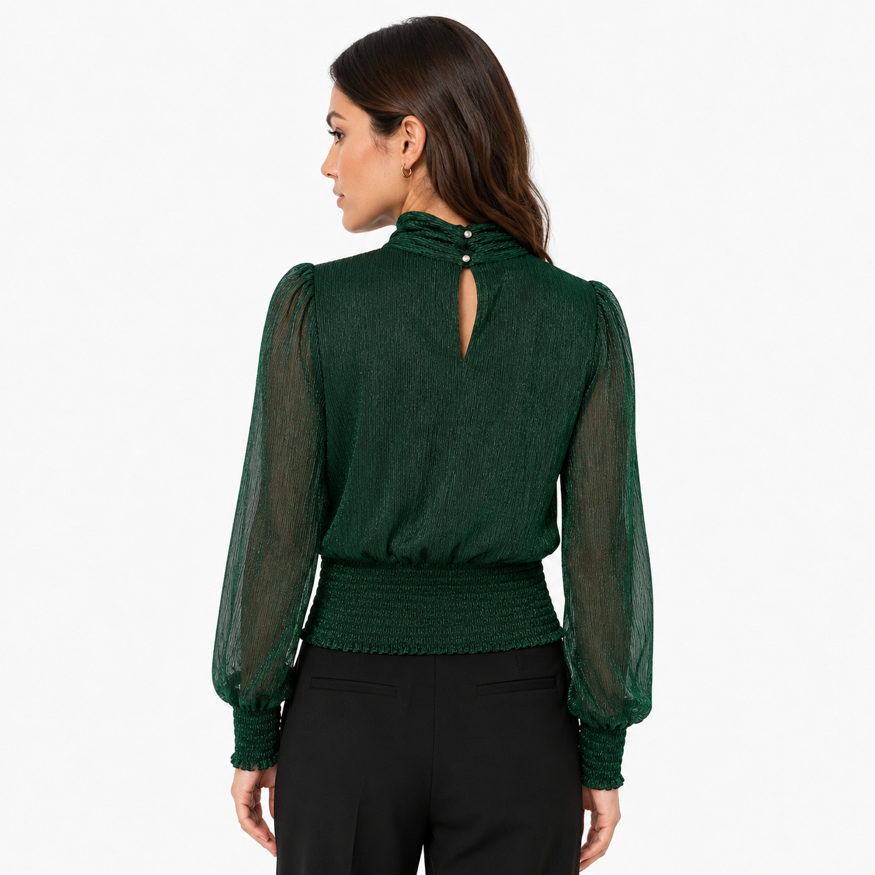 Joie blouse Stands out for its sophisticated pleated and shiny finish