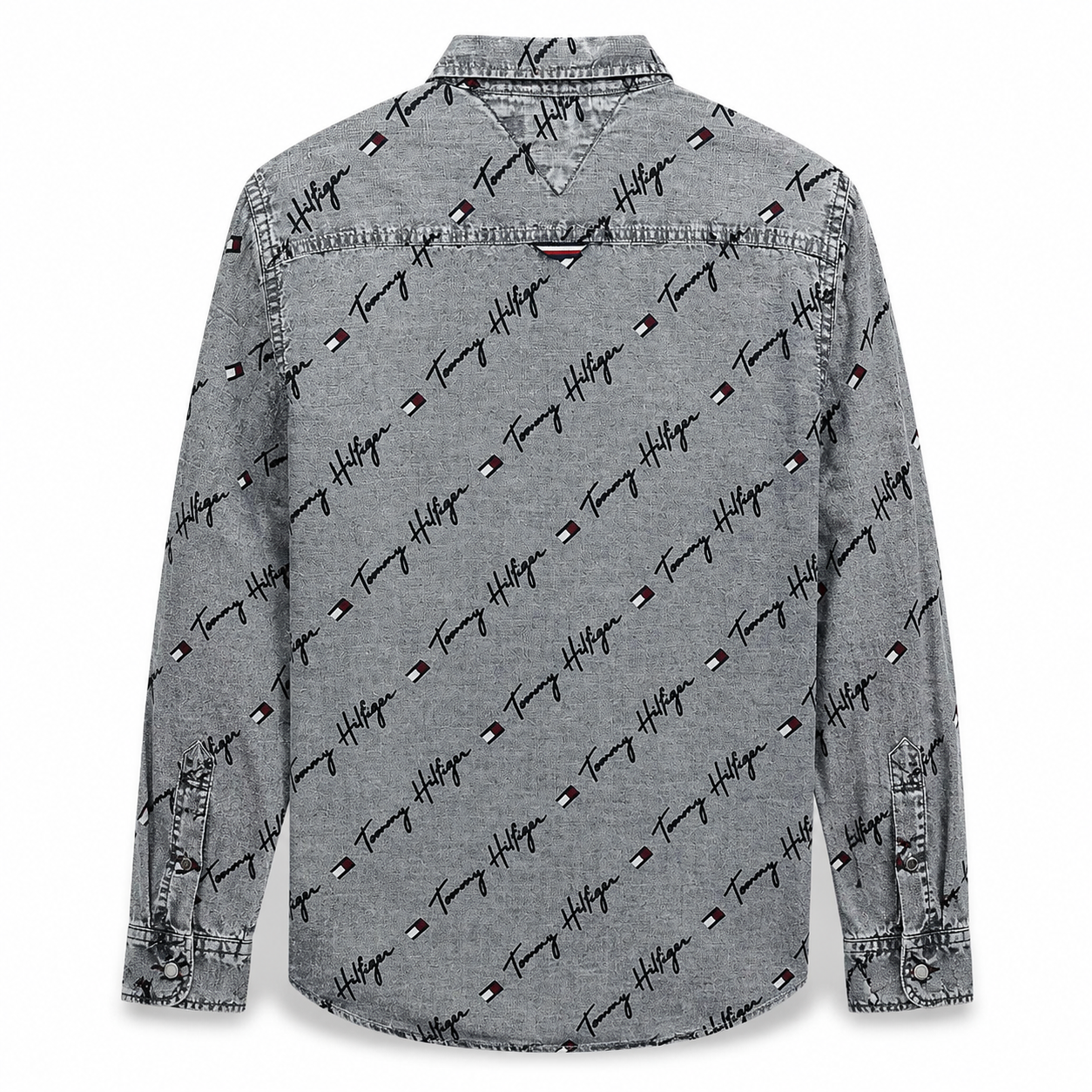 Tommy Hilfiger grey acid-wash denim button-down shirt