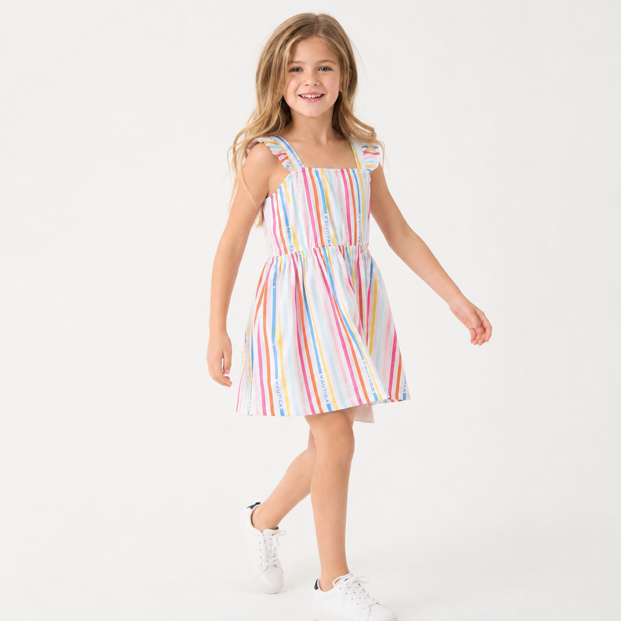 Nautica girls' rainbow striped dress