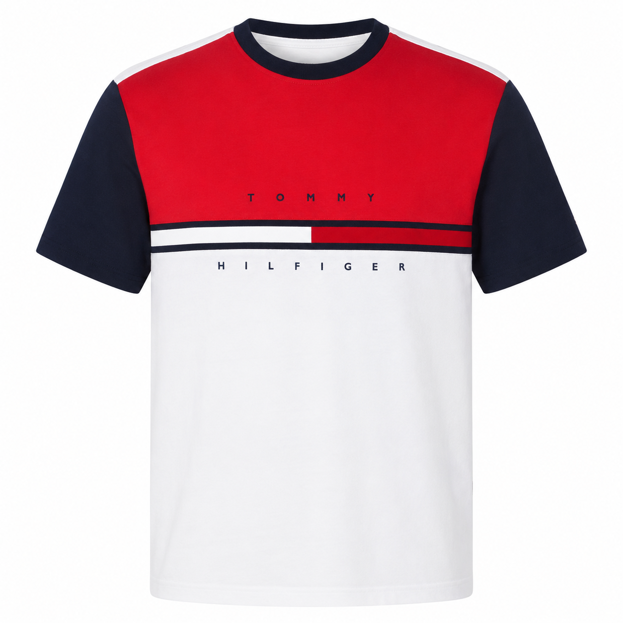 Tommy Hilfiger-Colorblock Flag Stripe Logo T-Shirt