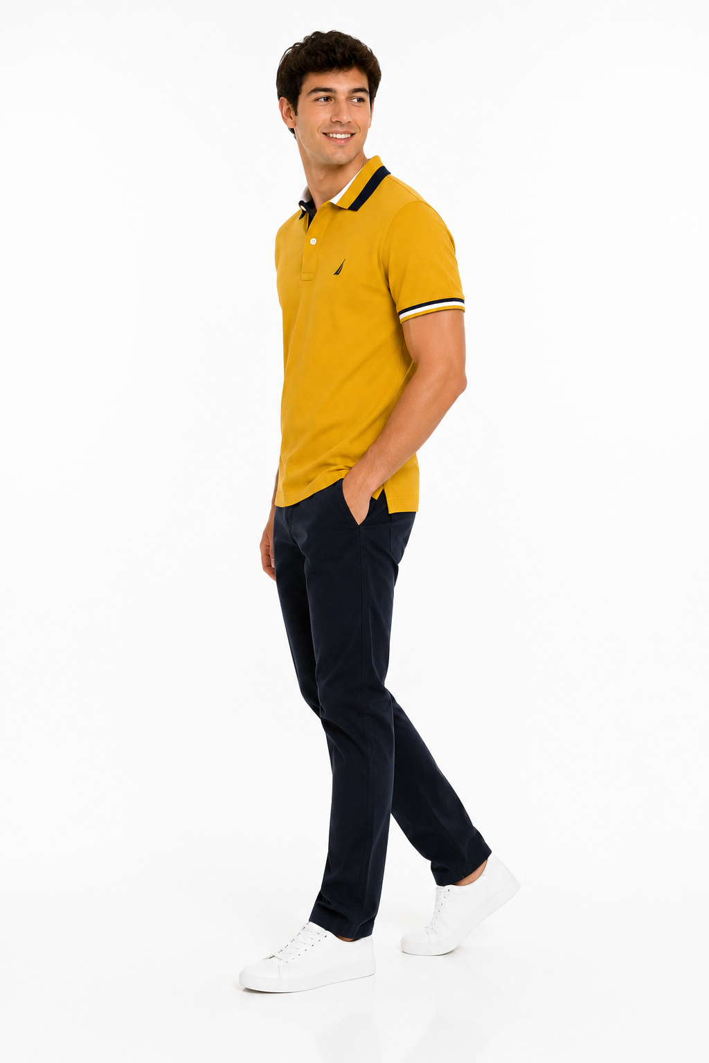 NAUTICA Chemise regular con cuello y mangas ribeteadas