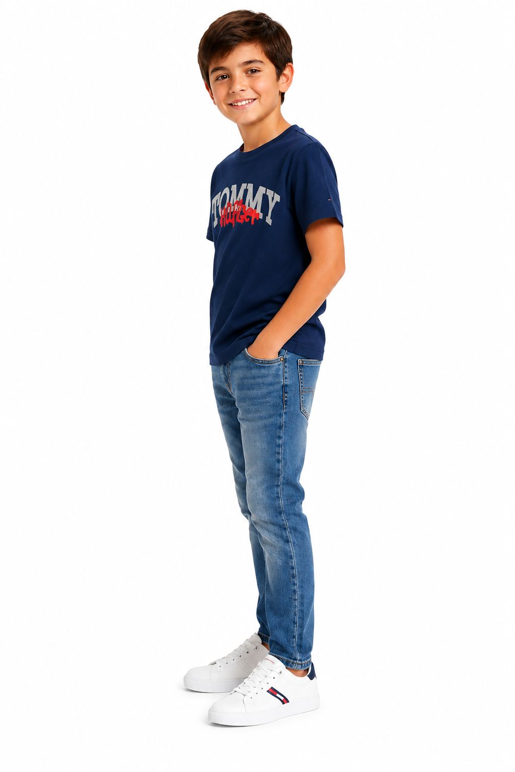 Tommy Hilfiger-Camiseta Con Logo Estilo Grafiti Niño Azul Tommy Hilfiger