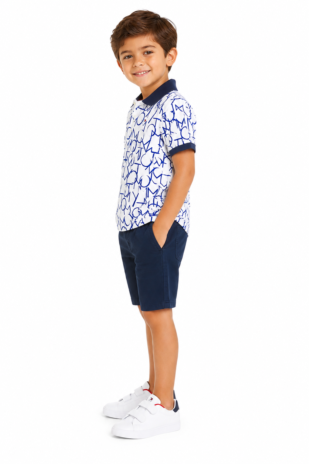 Tommy Hilfiger- Boys Brand Logo Printed Polo Collar Pure Cotton T- Shirt