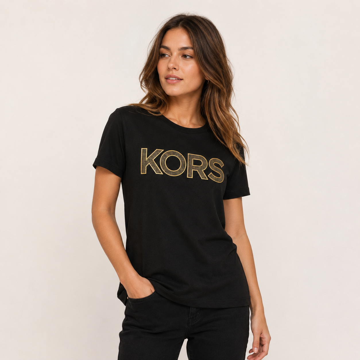 Michael Kors sequined logo cotton T-shirt