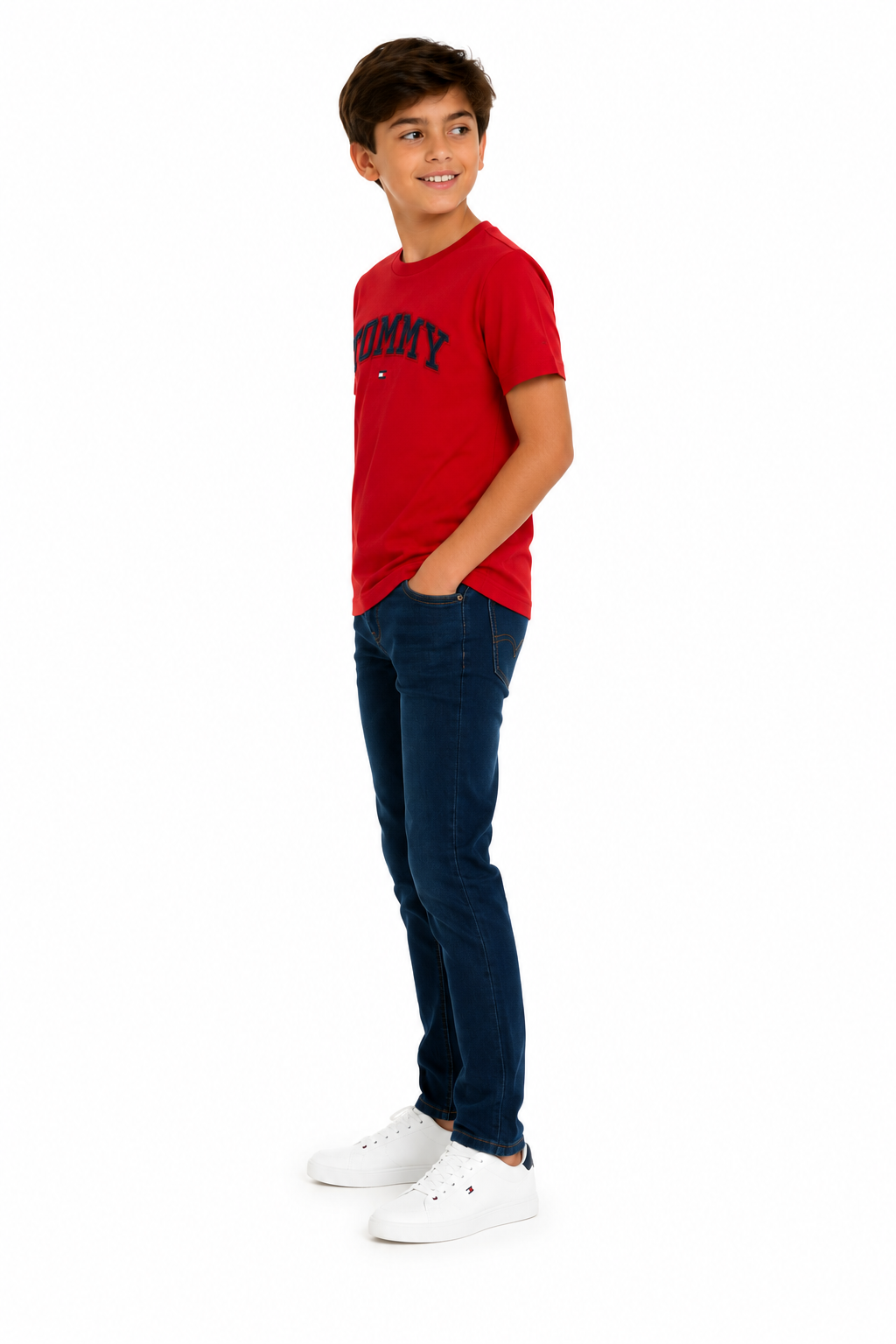 TOMMY HILFIGER-Red boy's t-shirt is from the Tommy Hilfiger brand