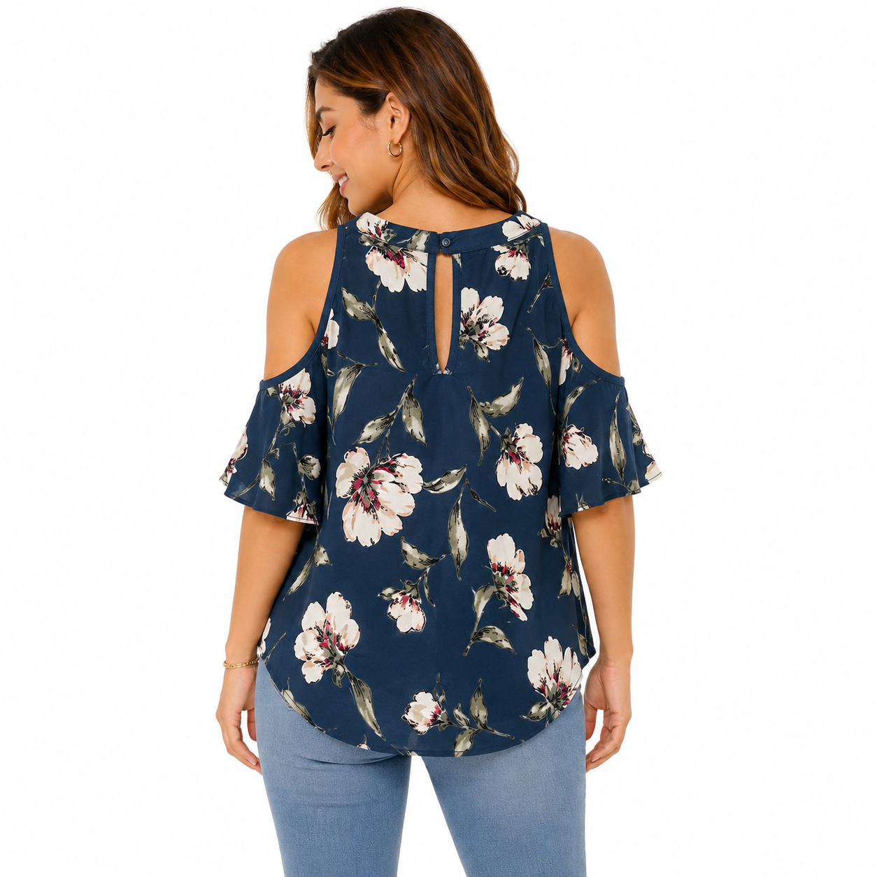 Sienna Sky Cold shoulder style blouse bare shoulders
