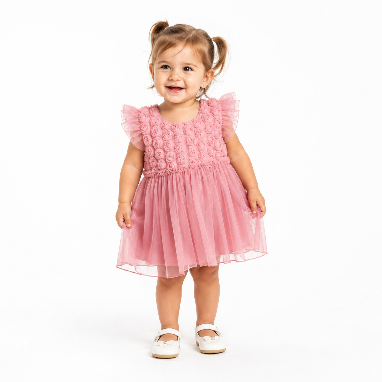 Laughing Llama baby and toddler girls 3D floral dress
