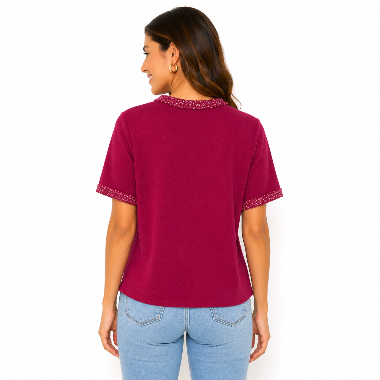 Nanette Lepore short sleeve sweater in wine color