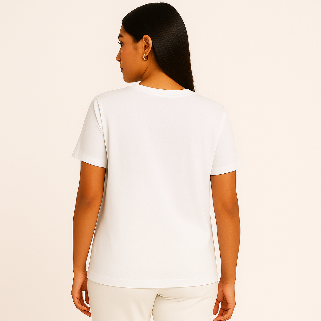 Michael Kors Women's White Top Gold Studded Logo T-Shirt