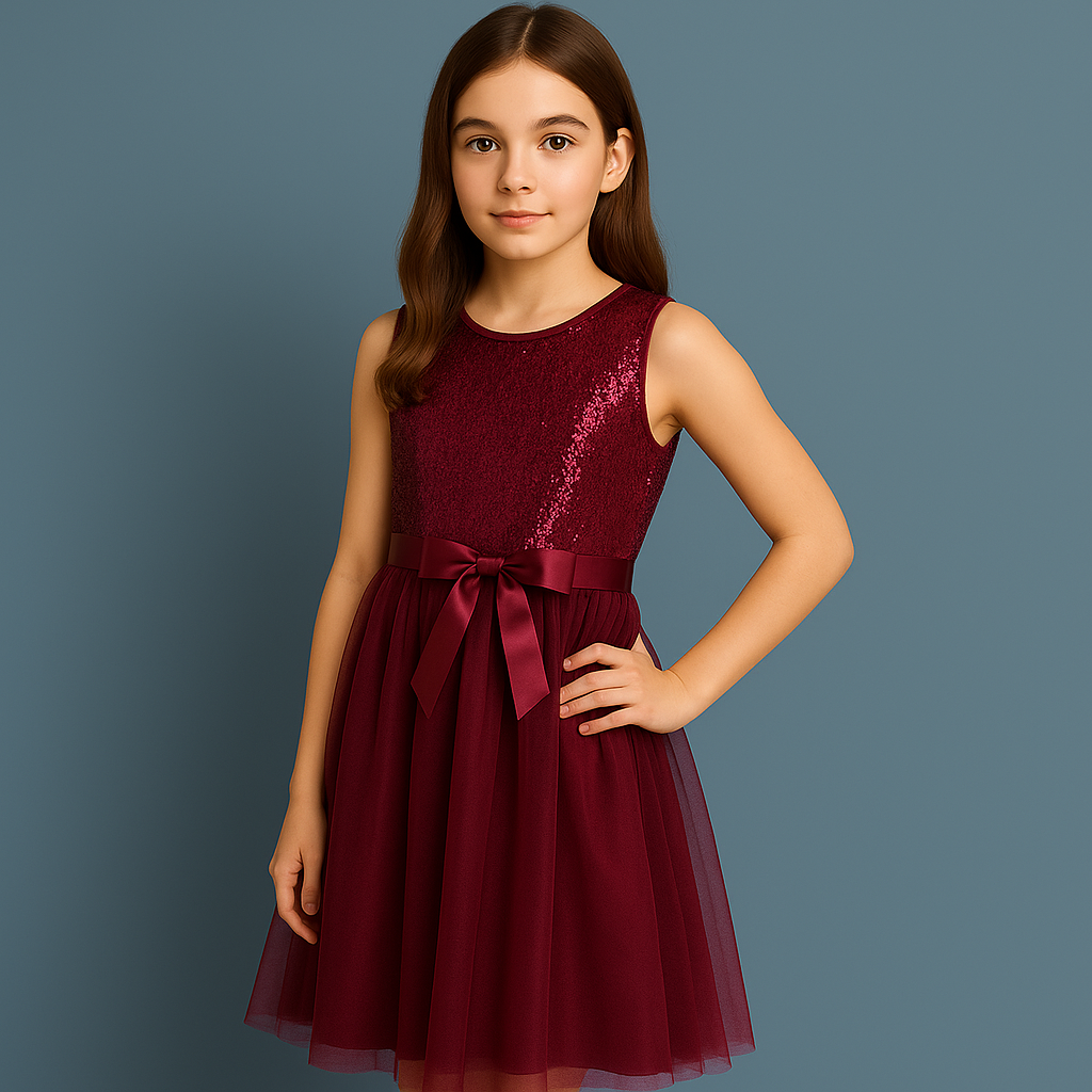 Lilt Girls Sleeveless Sparkly Tulle Dress Christmas Holiday Party Sparkly 