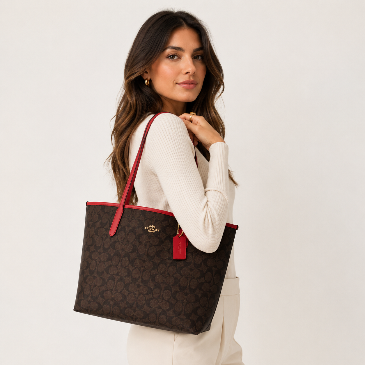 Coach City Tote in Signature Canvas Shoulder Bag