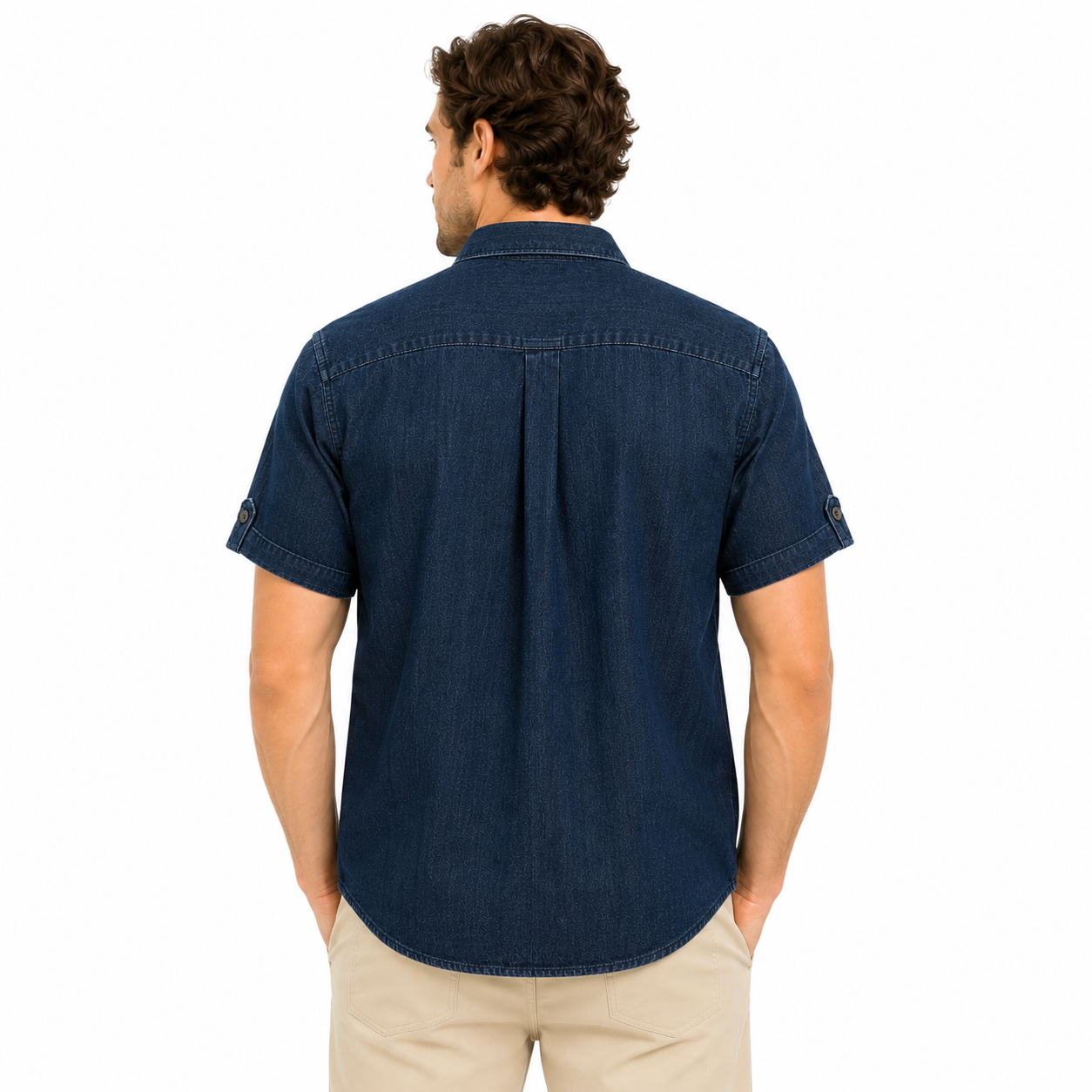 Kenneth Cole short-sleeved denim shirt Slim