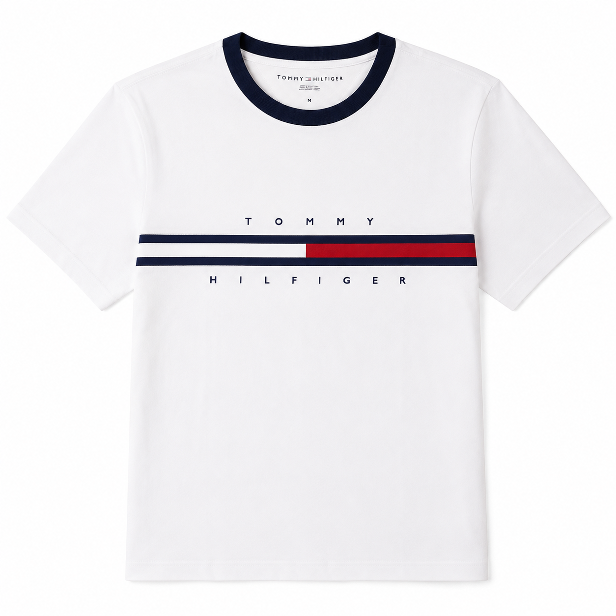 Tommy Hilfiger Embroidered Flag Stripe Logo T-Shirt