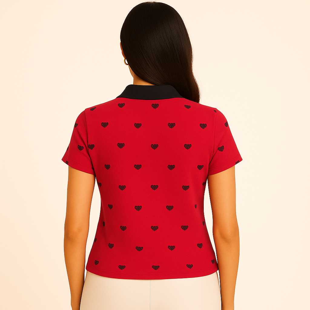 Tommy Hilfiger Women's Puff Sleeve Dot Interlock Polo
