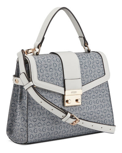 Guess Blue and White Crossbody Satchel Bag