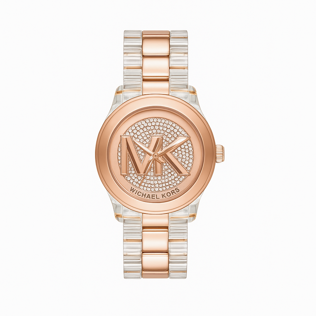 Michael Kors Runway Pavé Rose Gold-Tone and Acetate Watch