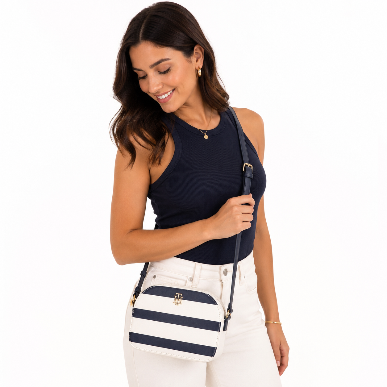 Tommy Hilfiger Women's Striped Crossbody Sling Bag