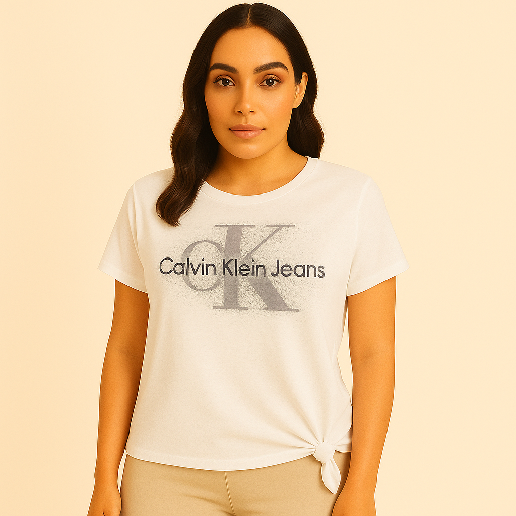 Calvin Klein Girls Brush Monogram Logo T-Shirt