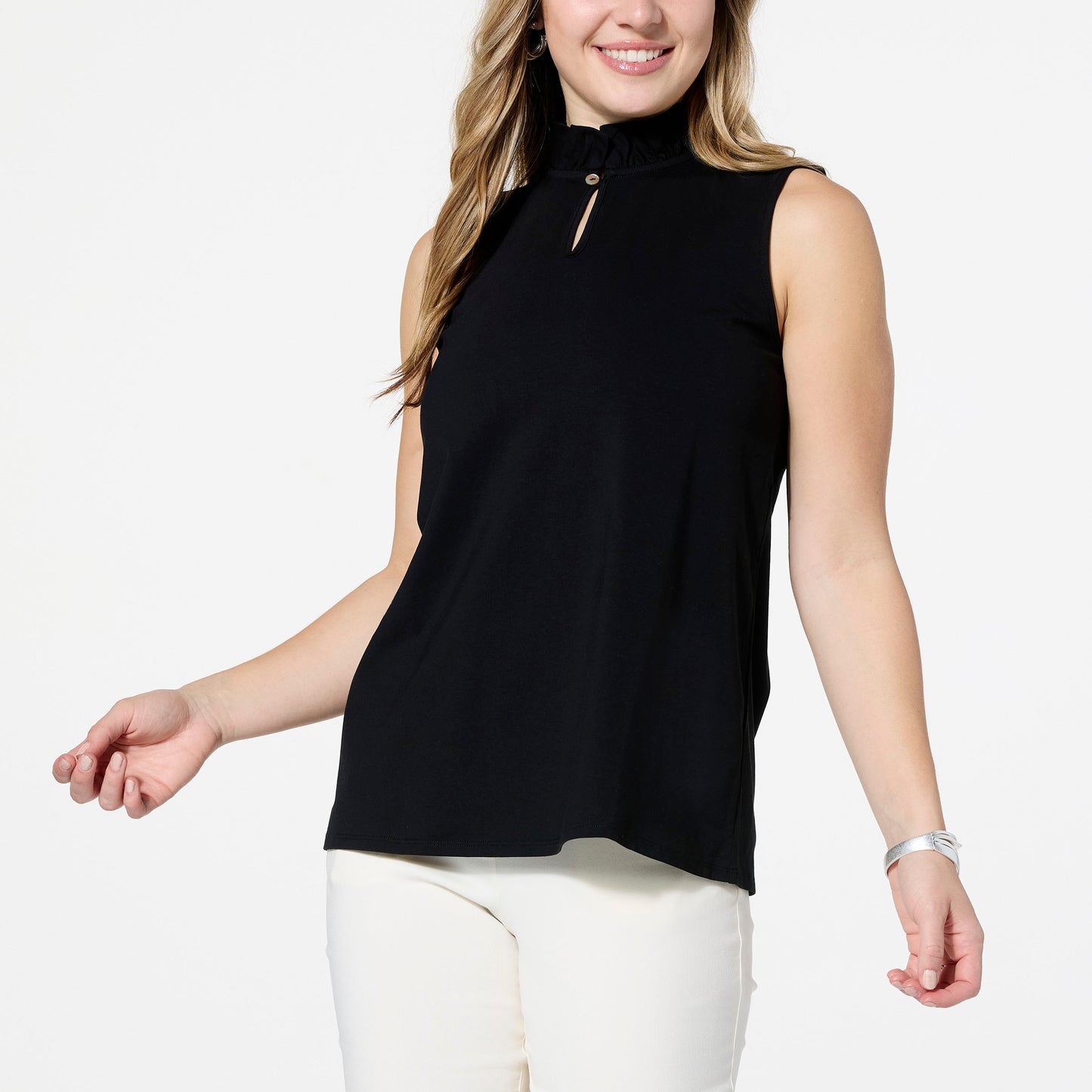 Calvin Klein Modern Ruffle Neck Sleeveless Top