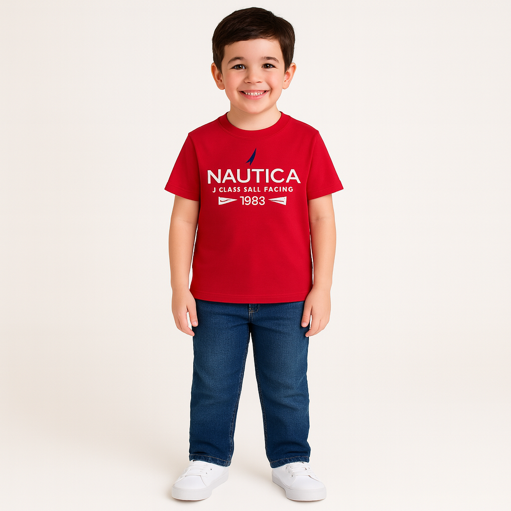 Nautica Little Boys' brand icon Racing Graphic T-Shirt (4-7)
