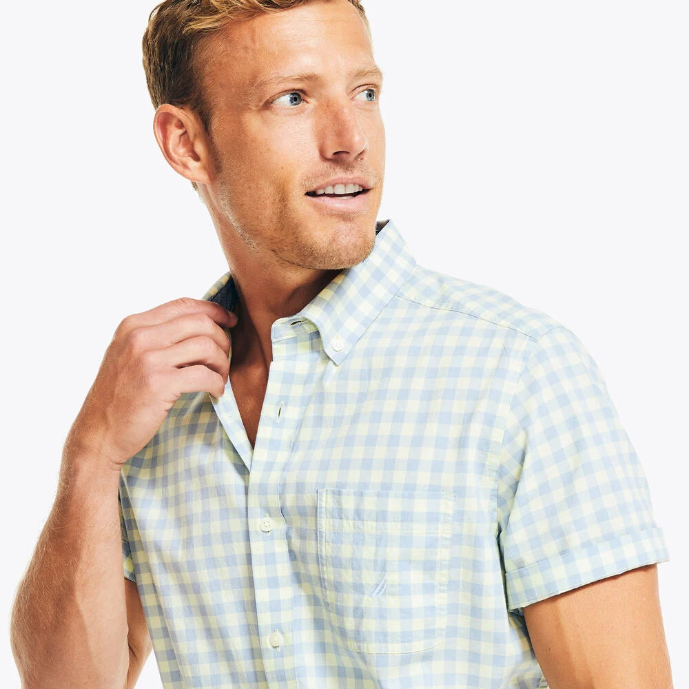 Nautica Sustainably Crafted Gingham Plaid Short Sleeve Shirt