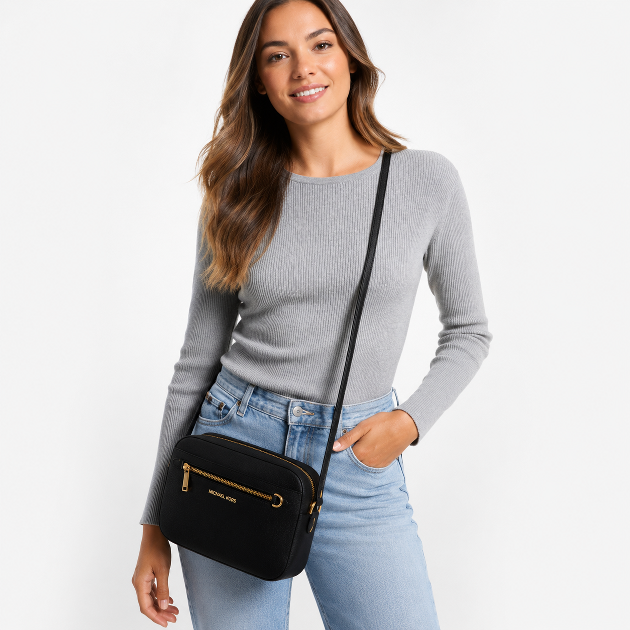 Michael Kors Jet Set Large Saffiano Leather Crossbody Bag