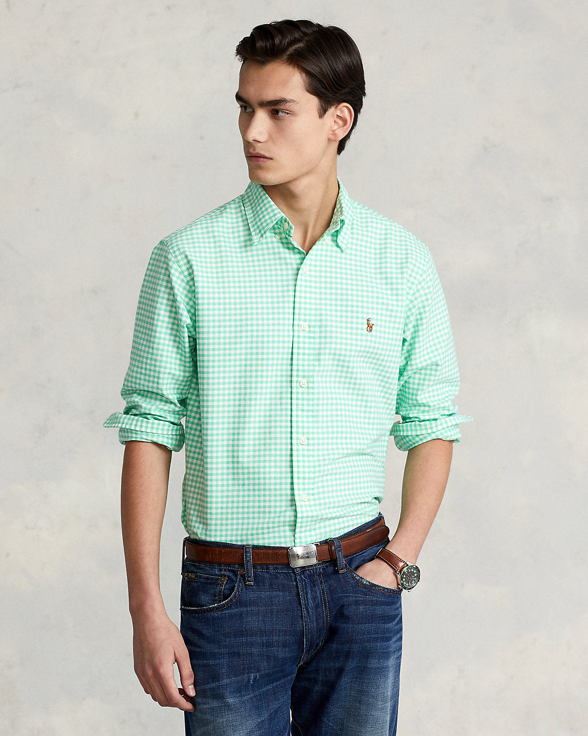 Polo Ralph Lauren Men's Green Gingham Shirt