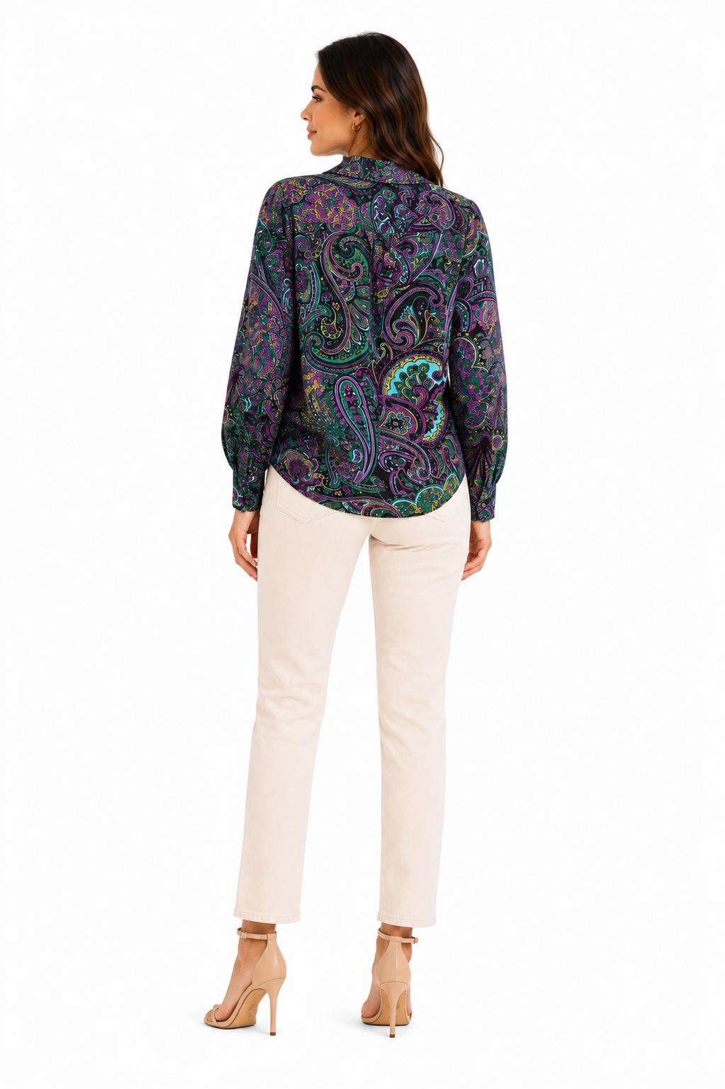 Rafaella Paisley Print Shine Satin Blouse