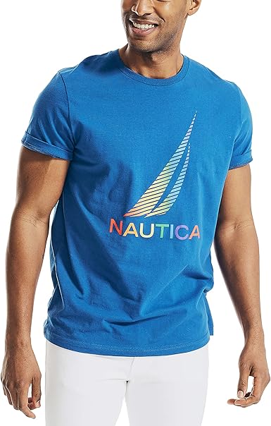 Nautica Mens Large Shirt Blue Pride Sailing Graphic Logo